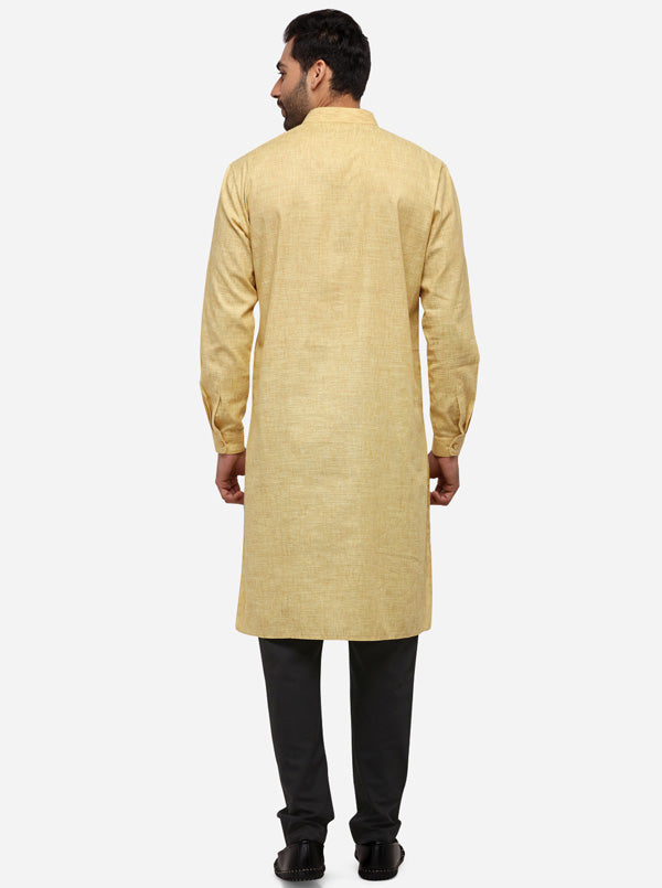 Brown & Beige Solid Regular Fit Modi Kurta | JadeBlue