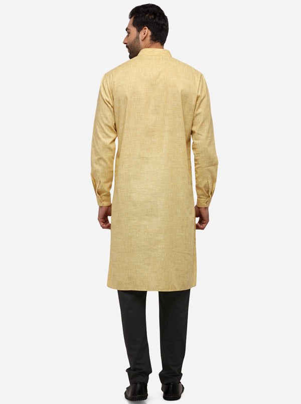 Brown & Beige Solid Regular Fit Modi Kurta | JadeBlue