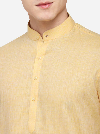 Light Yellow Solid Regular Fit Modi Kurta | JadeBlue