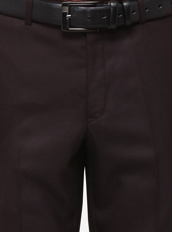 Brown Slim Fit Solid Formal Trouser | Metal