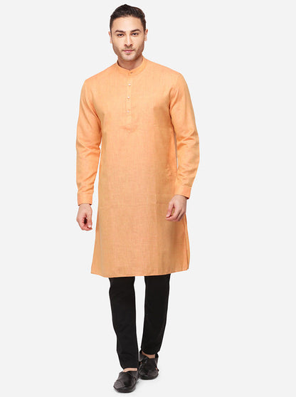 Pink Solid Regular Fit Modi Kurta | JadeBlue