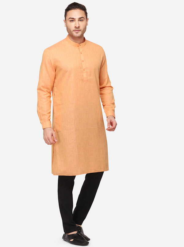 Pink Solid Regular Fit Modi Kurta | JadeBlue