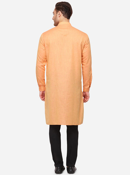 Pink Solid Regular Fit Modi Kurta | JadeBlue
