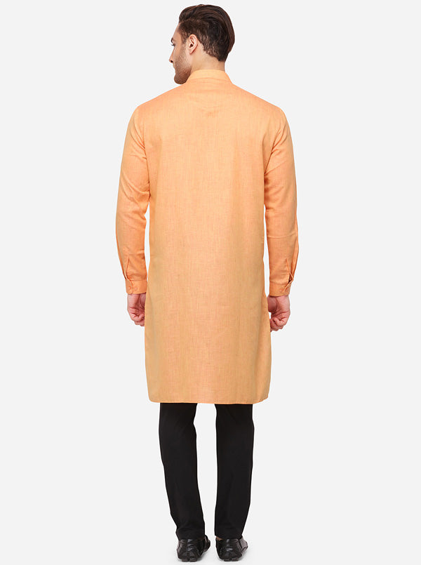 Pink Solid Regular Fit Modi Kurta | JadeBlue