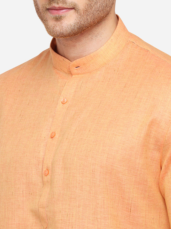 Pink Solid Regular Fit Modi Kurta | JadeBlue