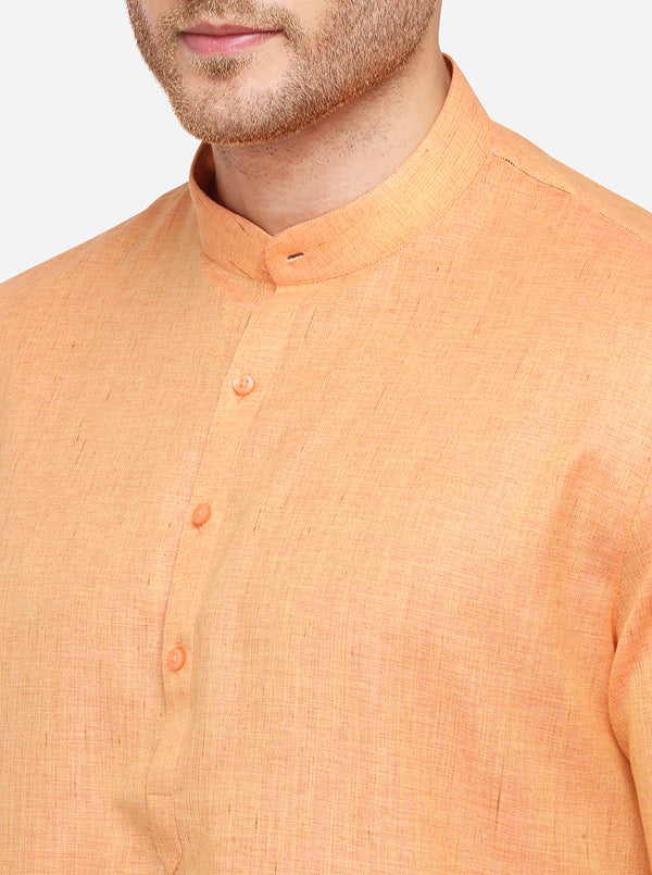 Pink Solid Regular Fit Modi Kurta | JadeBlue
