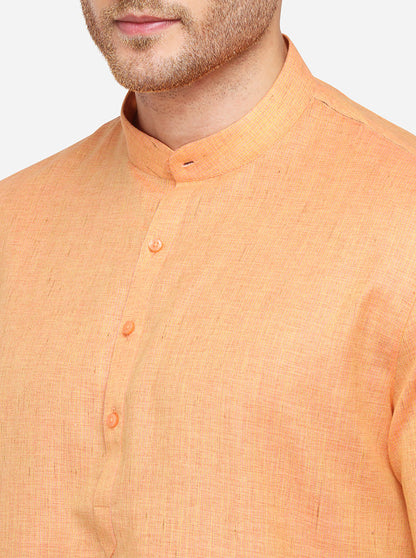 Pink Solid Regular Fit Modi Kurta | JadeBlue