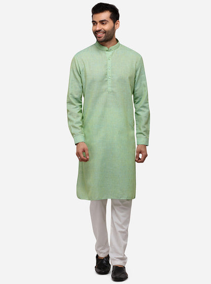 Light Blue Solid Regular Fit Modi Kurta | JadeBlue