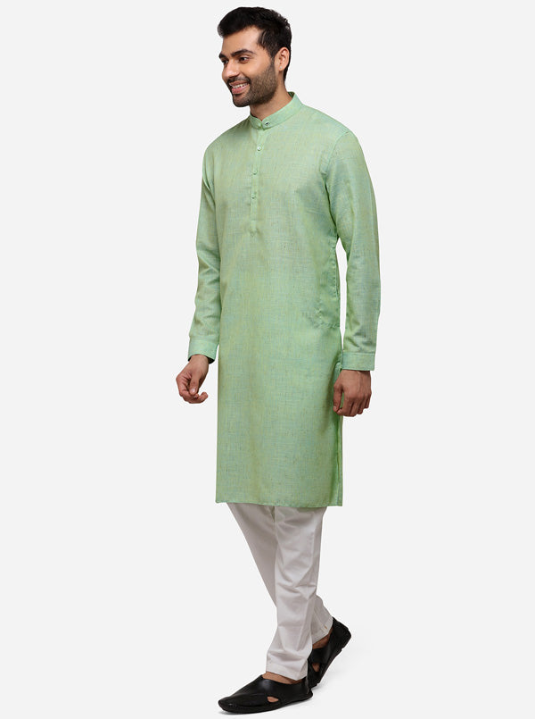 Light Blue Solid Regular Fit Modi Kurta | JadeBlue