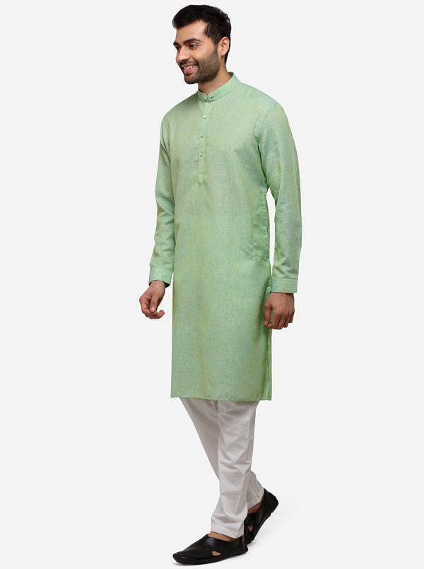 Light Blue Solid Regular Fit Modi Kurta | JadeBlue