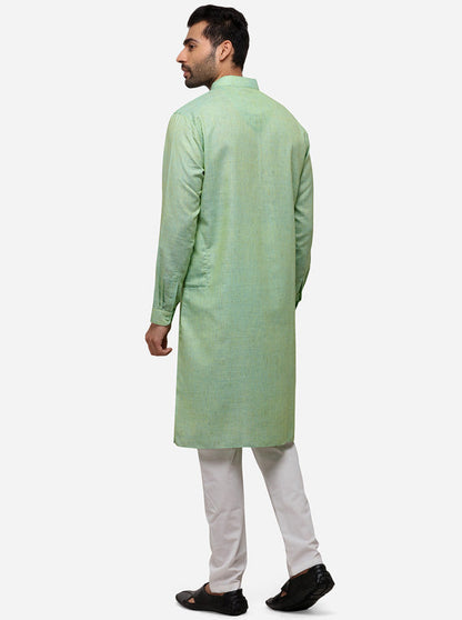 Light Blue Solid Regular Fit Modi Kurta | JadeBlue