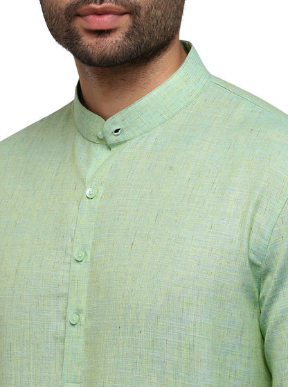 Light Blue Solid Regular Fit Modi Kurta | JadeBlue