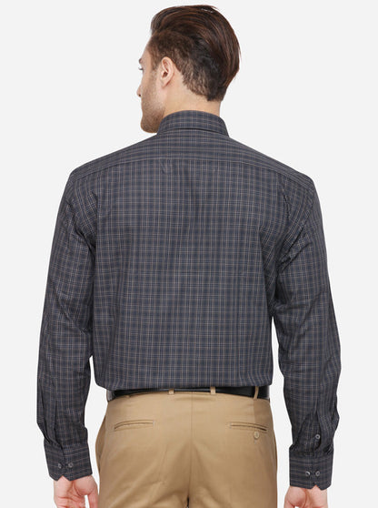 Brown Checked Regular Fit Formal Shirt | JadeBlue