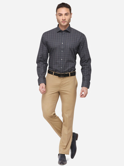 Brown Checked Regular Fit Formal Shirt | JadeBlue