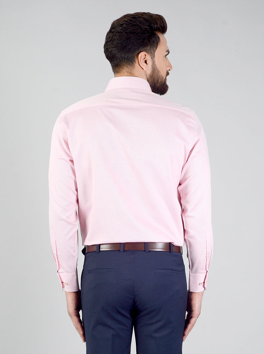 Pink Self Design Regular Fit Formal Shirt | JadeBlue