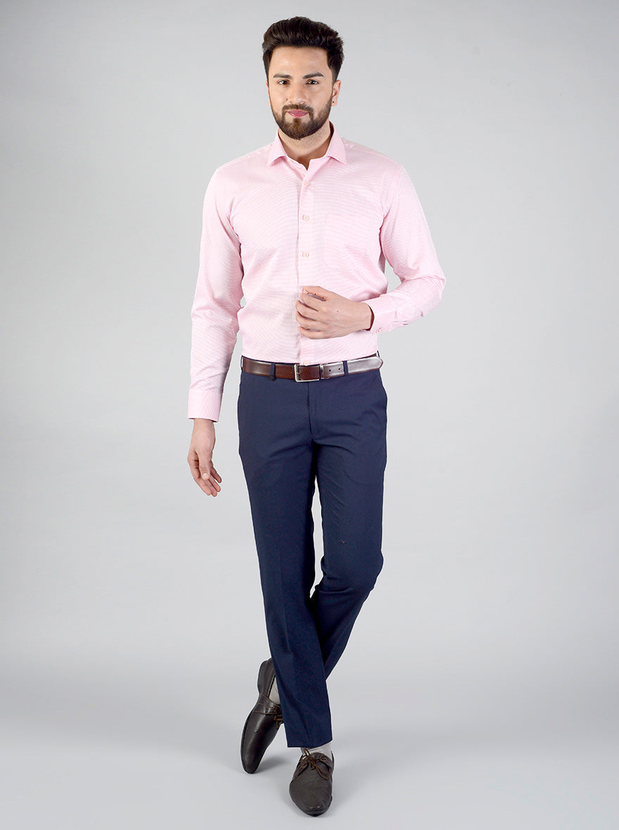 Pink Self Design Regular Fit Formal Shirt | JadeBlue