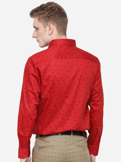 Red & Blue Printed Regular Fit Formal Shirt | Greenfibre
