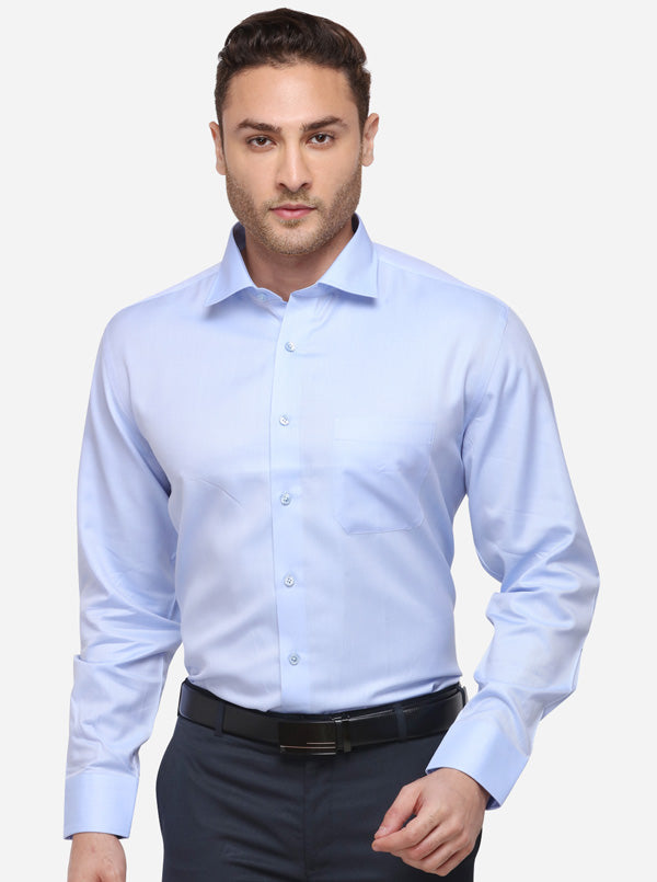 Sky Blue Solid Regular Fit Formal Shirt | JadeBlue