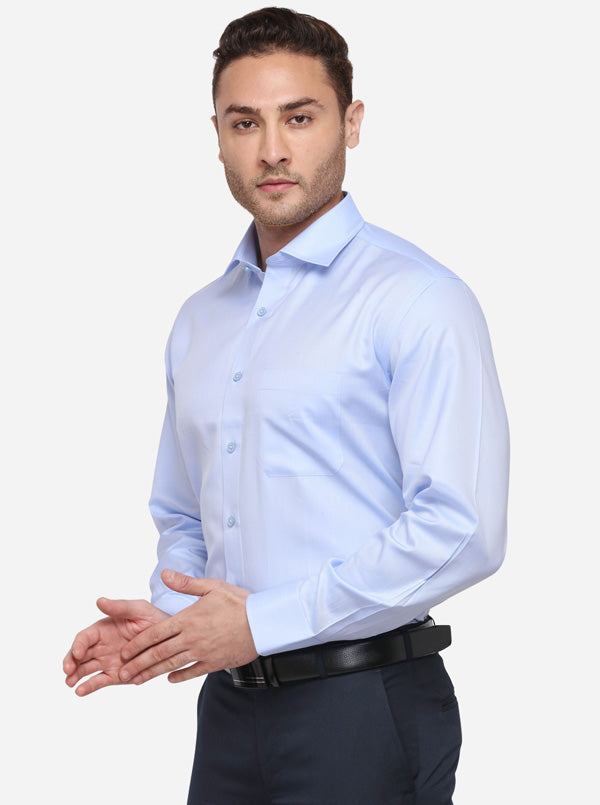 Sky Blue Solid Regular Fit Formal Shirt | JadeBlue