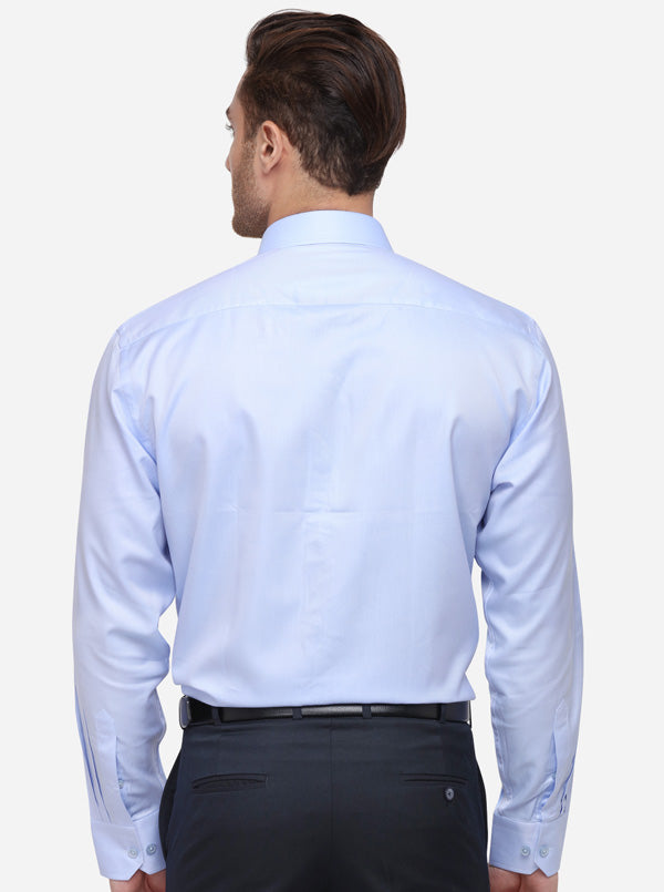 Sky Blue Solid Regular Fit Formal Shirt | JadeBlue