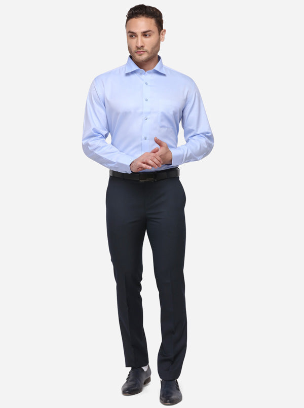 Sky Blue Solid Regular Fit Formal Shirt | JadeBlue