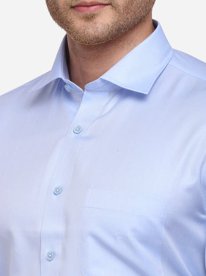 Sky Blue Solid Regular Fit Formal Shirt | JadeBlue