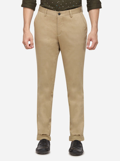 Dark Beige Solid Uno Fit Casual Trouser | JadeBlue Sport