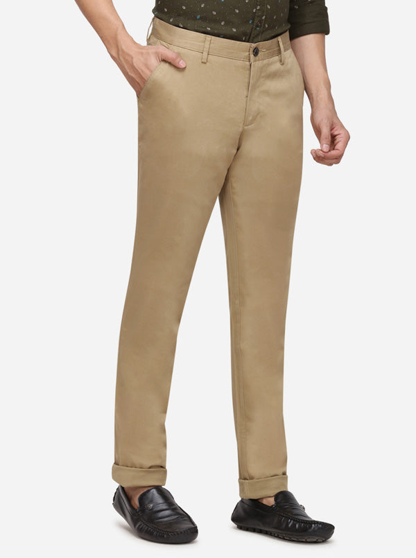 Dark Beige Solid Uno Fit Casual Trouser | JadeBlue Sport
