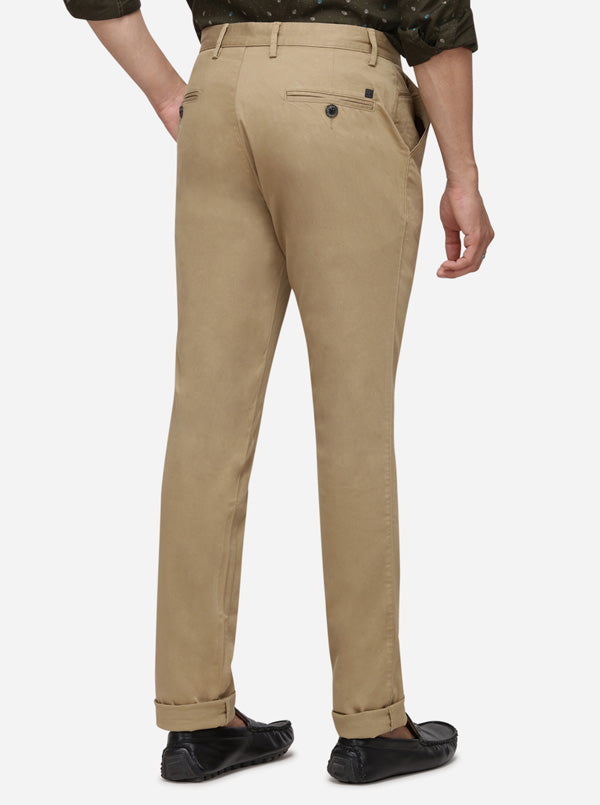 Dark Beige Solid Uno Fit Casual Trouser | JadeBlue Sport