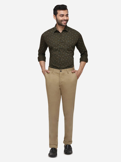Dark Beige Solid Uno Fit Casual Trouser | JadeBlue Sport