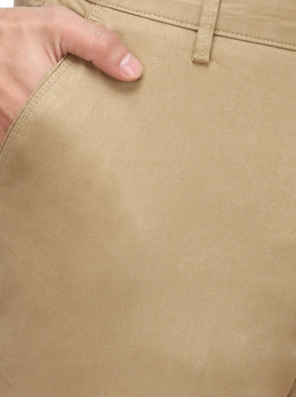 Dark Beige Solid Uno Fit Casual Trouser | JadeBlue Sport