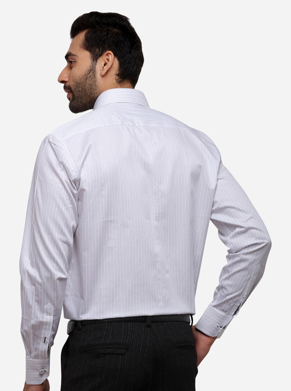 White & Black Striped Regular Fit Formal Shirt | JadeBlue