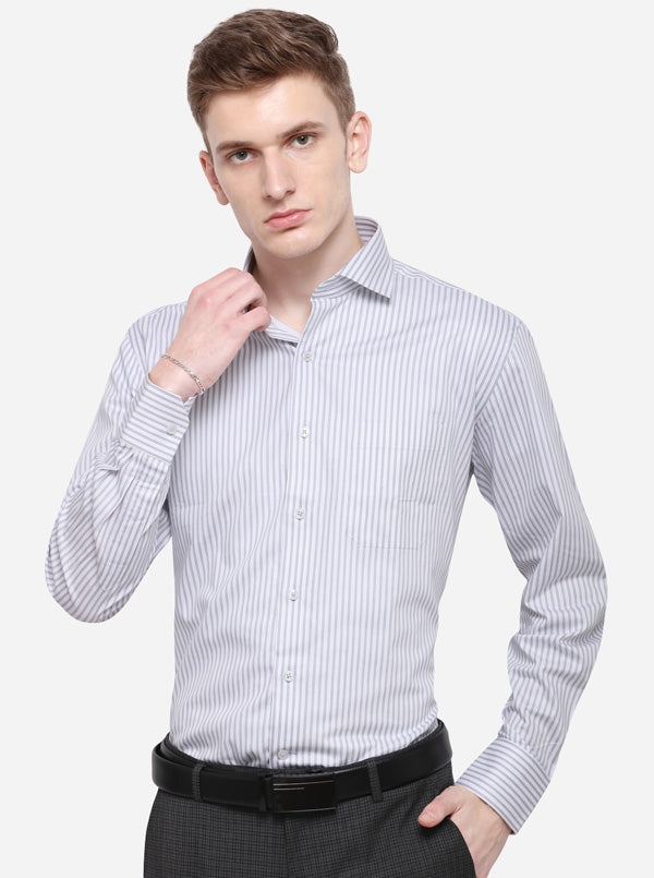 Blue Striped Regular Fit Formal Shirt | JadeBlue