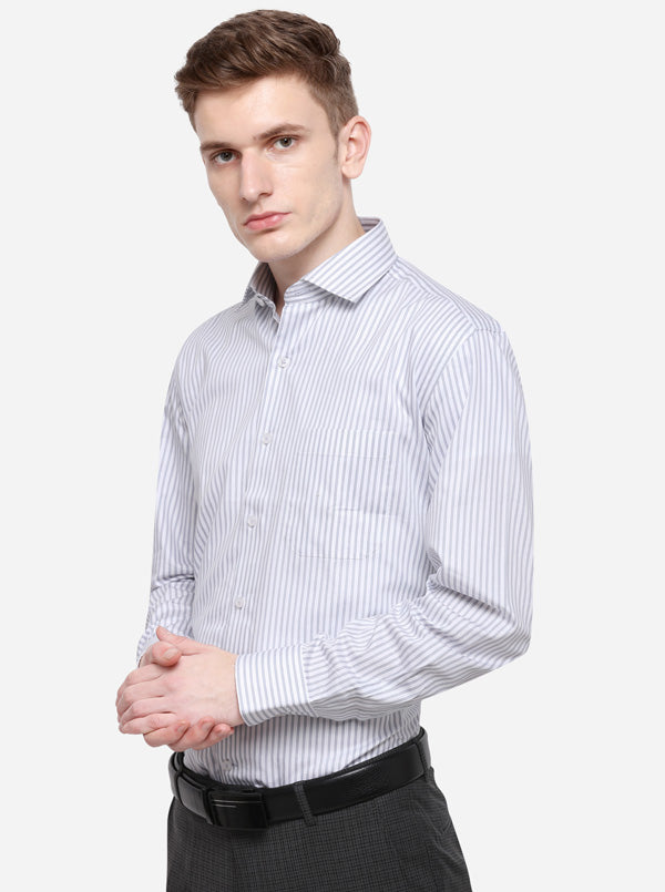 Blue Striped Regular Fit Formal Shirt | JadeBlue