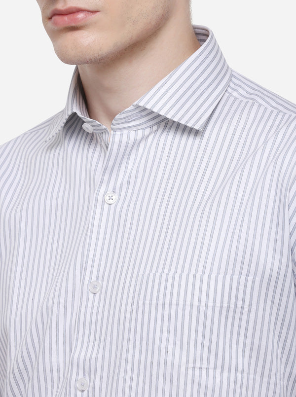 Blue Striped Regular Fit Formal Shirt | JadeBlue