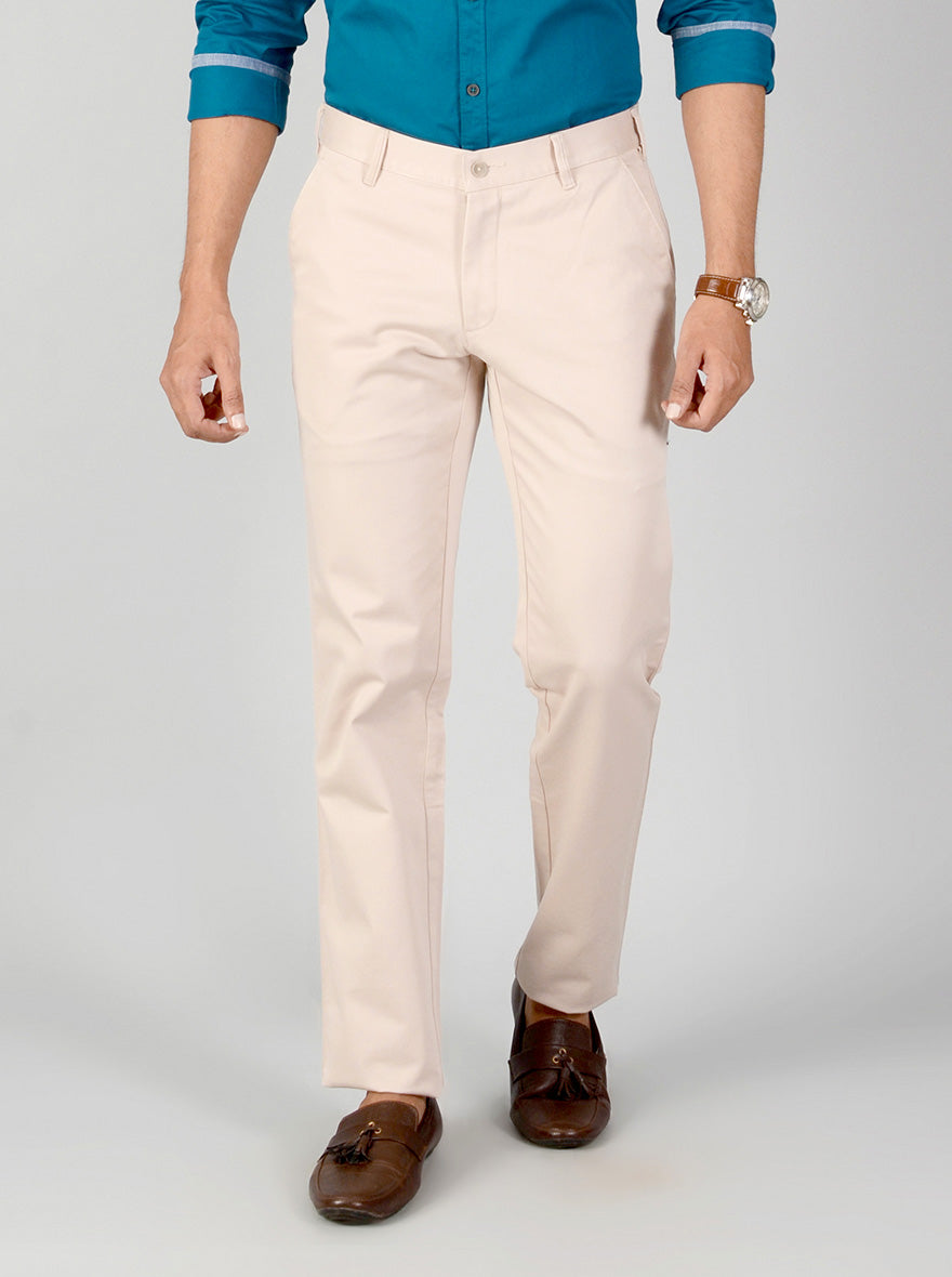 Oxford Brown Self Textured Slim Fit Casual Trouser | Greenfibre