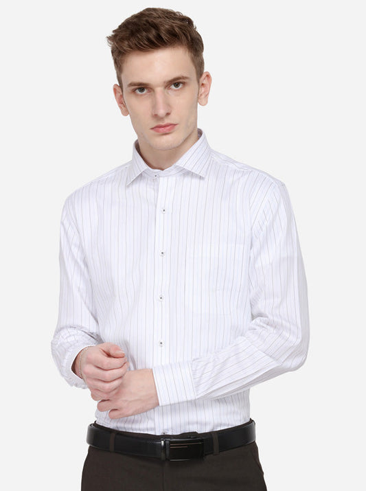 White Striped Smart Fit Formal Shirt | JadeBlue