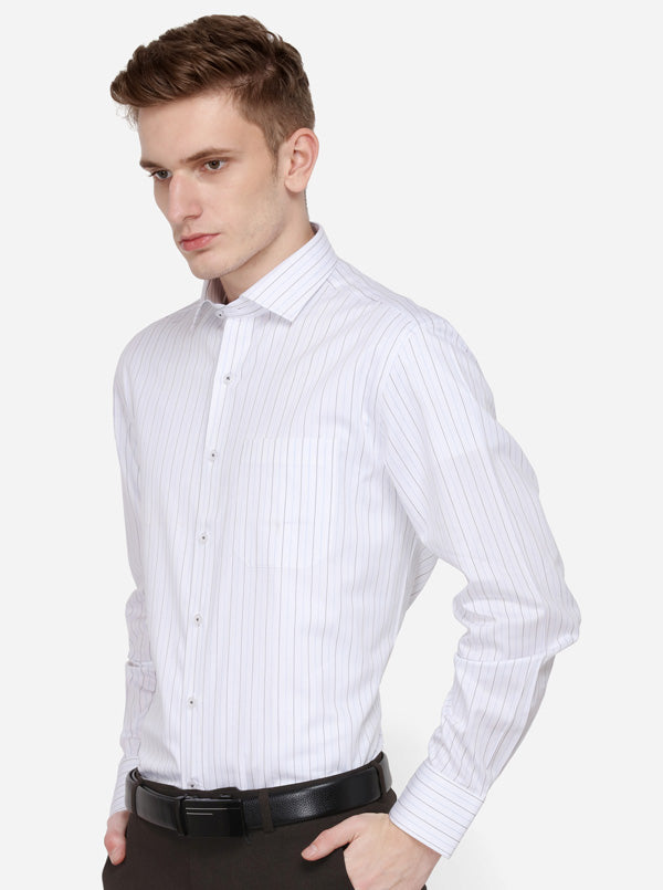 White Striped Smart Fit Formal Shirt | JadeBlue