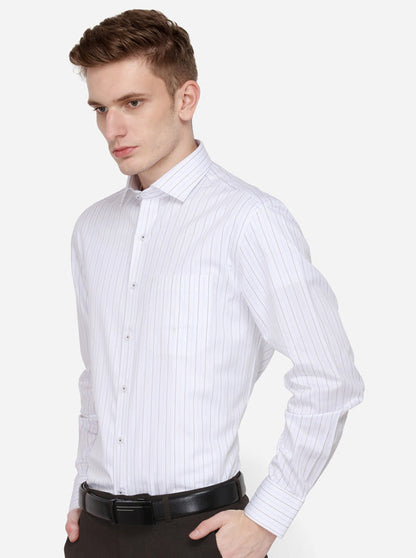 White Striped Smart Fit Formal Shirt | JadeBlue