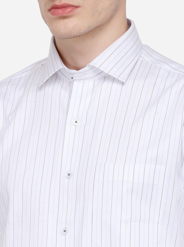 White Striped Smart Fit Formal Shirt | JadeBlue