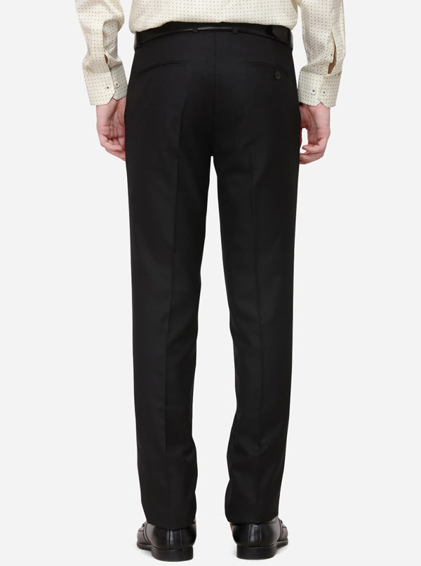 Black Solid Slim Fit Formal Trouser | Greenfibre