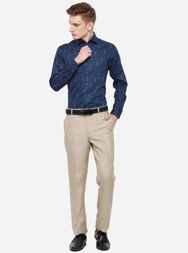 Blue Striped Slim Fit Formal Shirt | Metal