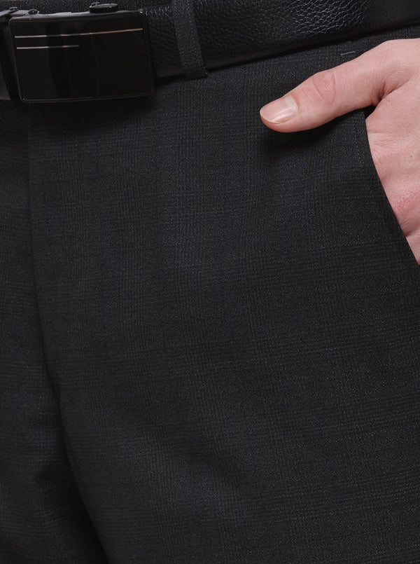 Grey Checked Slim Fit Formal Trouser | JB Studio