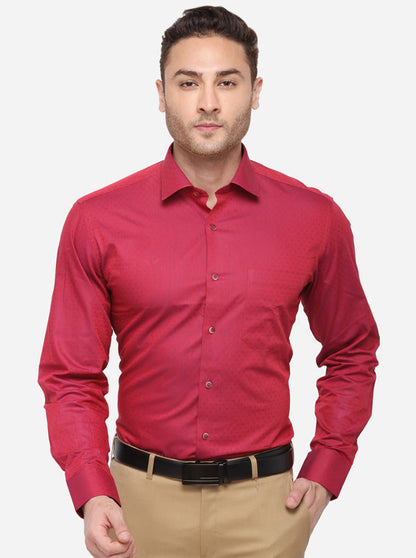 Red Dobby Slim Fit Formal Shirt | Metal