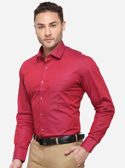 Red Dobby Slim Fit Formal Shirt | Metal