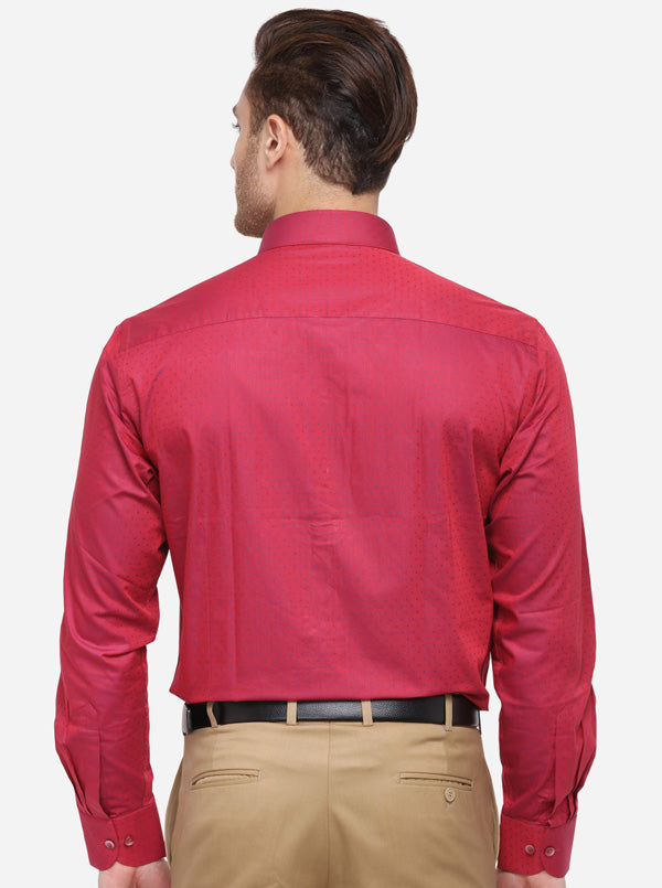 Red Dobby Slim Fit Formal Shirt | Metal