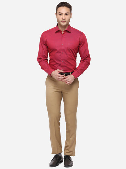Red Dobby Slim Fit Formal Shirt | Metal
