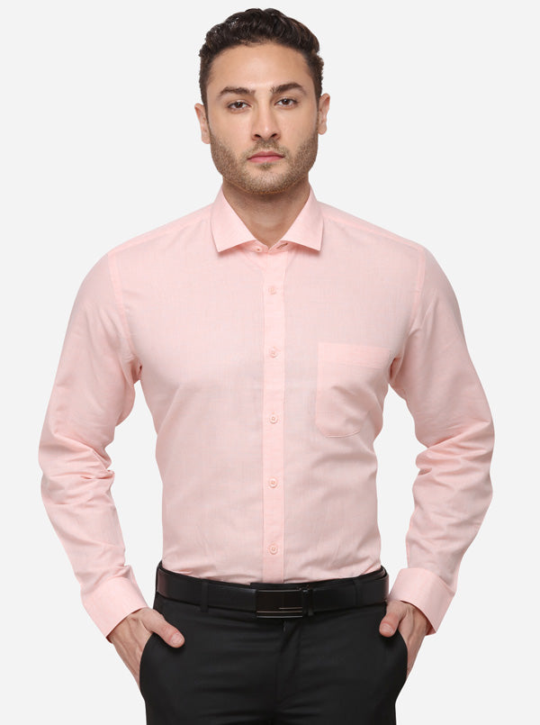 Light Pink Solid Regular Fit Formal Shirt | JadeBlue