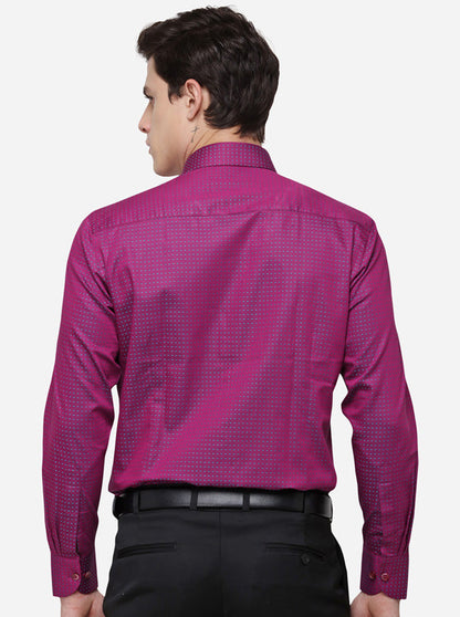 Magenta Printed Slim Fit Formal Shirt | Metal
