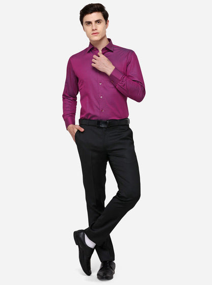 Magenta Printed Slim Fit Formal Shirt | Metal